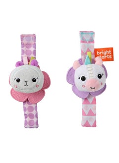Bright Starts Bright Starts Rattle & Teethe Wrist Pals Toy, Unicorn & Llama, Newborn+, 2 Count  - Image 1