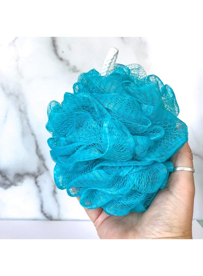 rengöra Loofah Bath Body Scrub For Women And Men Set Of 2 Xl 90G Blue Mesh Poufs - Image 3