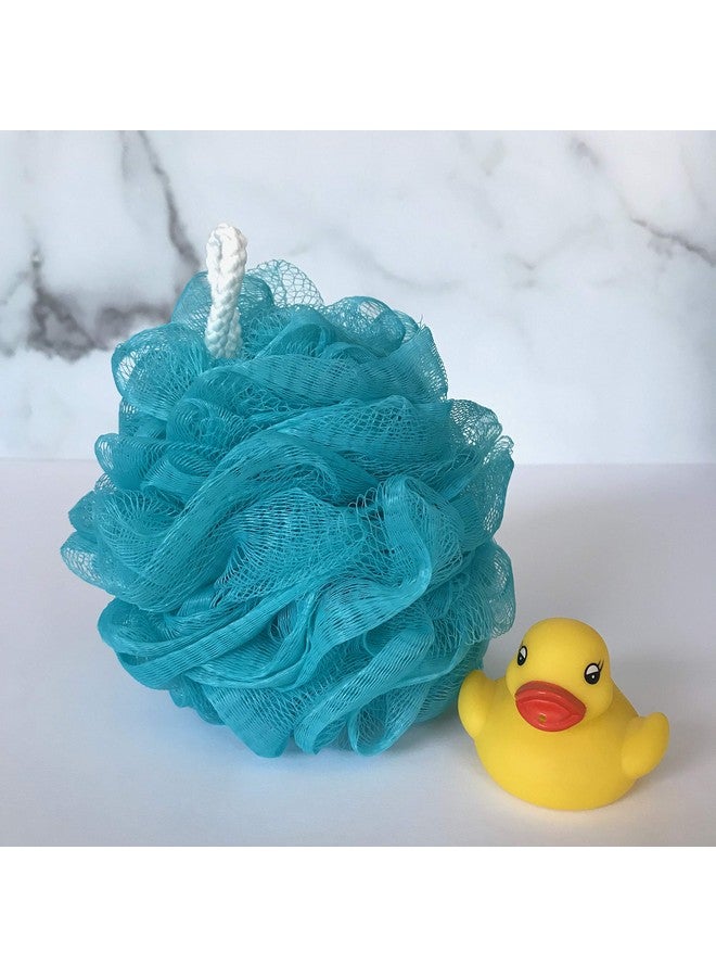 rengöra Loofah Bath Body Scrub For Women And Men Set Of 2 Xl 90G Blue Mesh Poufs - Image 4