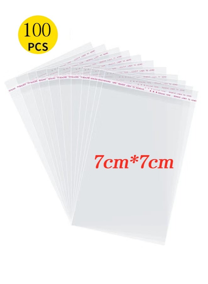 Neonix 100 Clear Resealable Plastic Bags Snack Self-Sealing Bags for Packaging Cookies, Gifts, and Products, 3x3 inches (7*7 cm) - Image 1