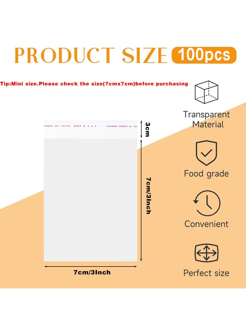 Neonix 100 Clear Resealable Plastic Bags Snack Self-Sealing Bags for Packaging Cookies, Gifts, and Products, 3x3 inches (7*7 cm) - Image 2