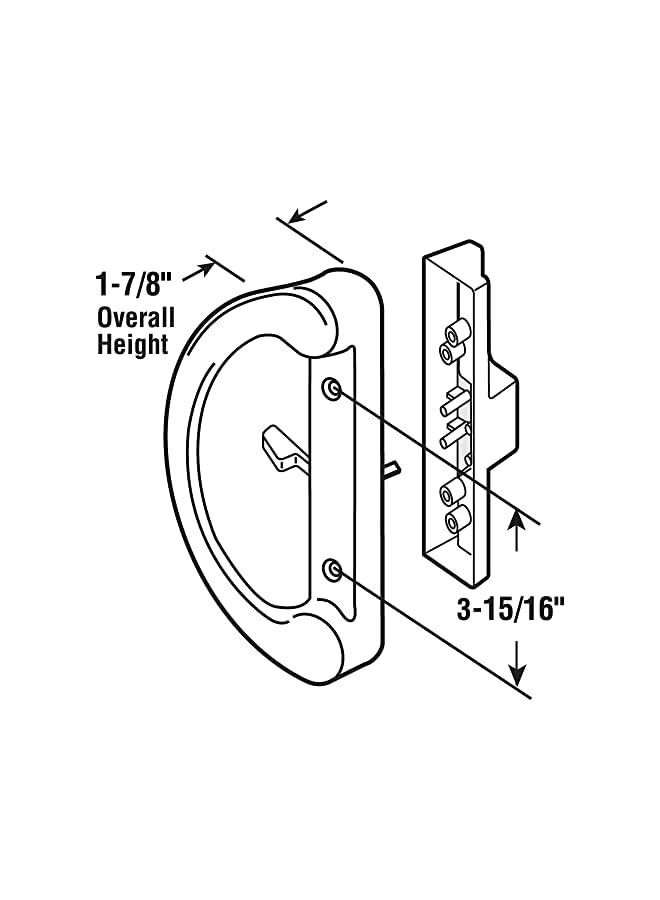 promass C 1224 Sliding Patio Door Handle Set - Replace Old Or Damaged Handles Quickly And Easily – Black Diecast, Mortise Style, Non-Keyed (Fits 3-15/16” Hole Spacing) - Image 2