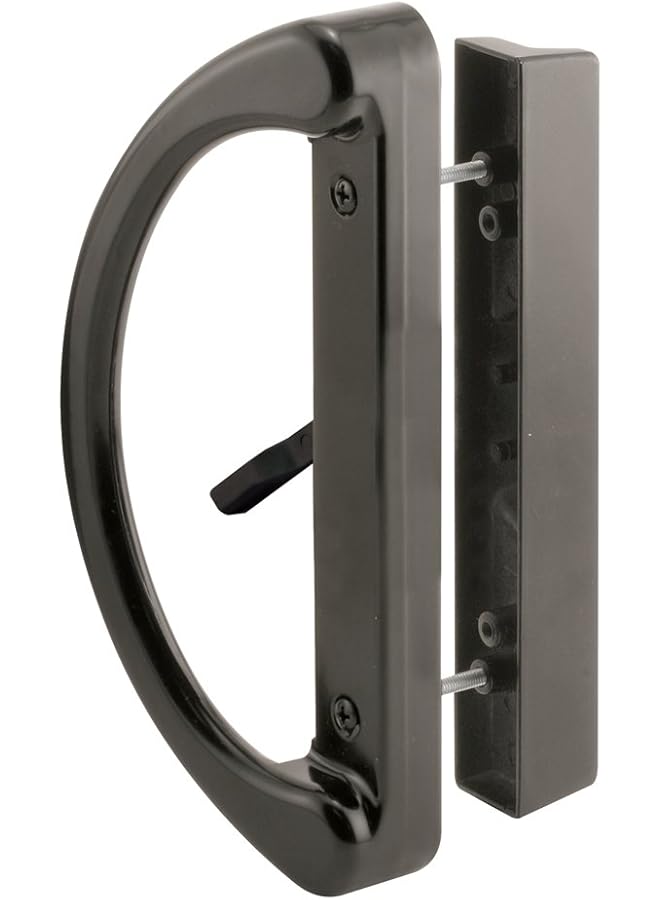 promass C 1224 Sliding Patio Door Handle Set - Replace Old Or Damaged Handles Quickly And Easily – Black Diecast, Mortise Style, Non-Keyed (Fits 3-15/16” Hole Spacing) - Image 1