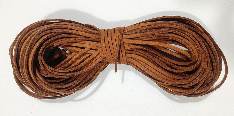 OMX 20 Mtr, Size - 3x1.4mm Faux Suede Cord Roll String Leather Lace Beading Thread Leather Cording for Jewelry Makings (Lt Brown) - Image 2