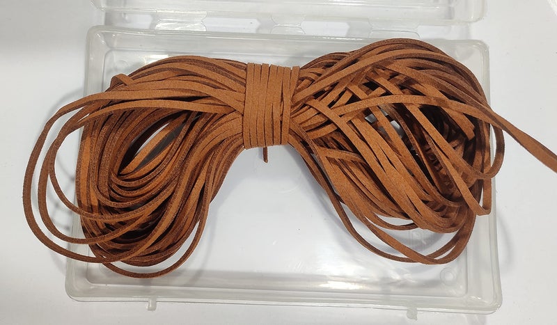 OMX 20 Mtr, Size - 3x1.4mm Faux Suede Cord Roll String Leather Lace Beading Thread Leather Cording for Jewelry Makings (Lt Brown) - Image 4