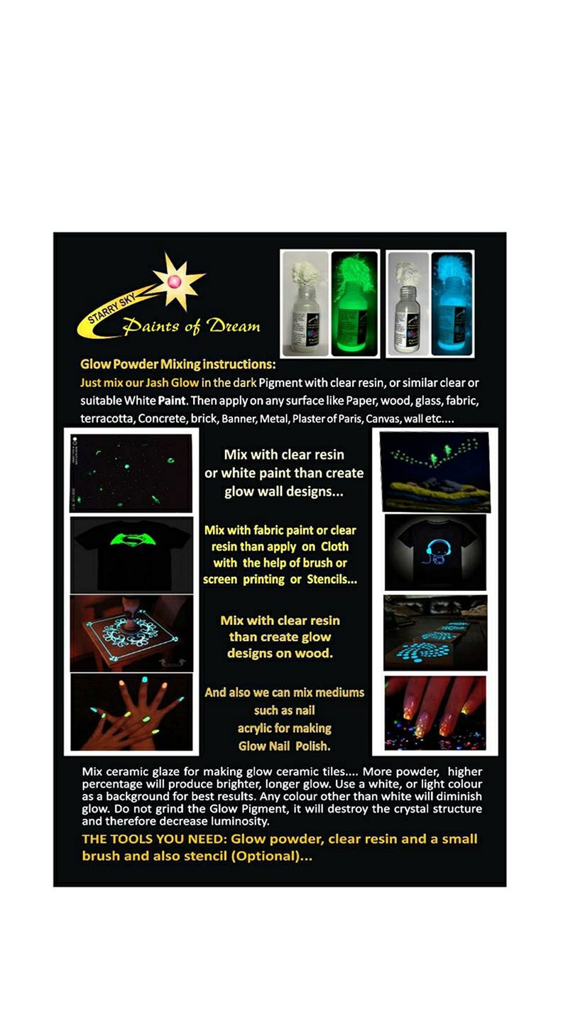 JASH Glow In The Dark Paint Powders 2 colours Green and Blue colour Each 25gm(Total 50gm) - Image 3