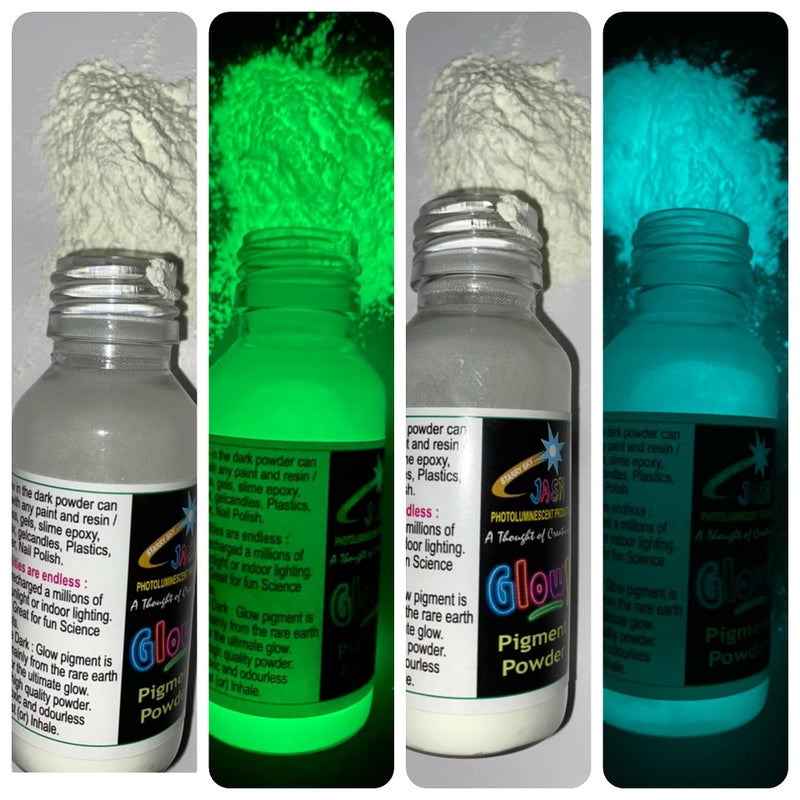 JASH Glow In The Dark Paint Powders 2 colours Green and Blue colour Each 25gm(Total 50gm) - Image 1