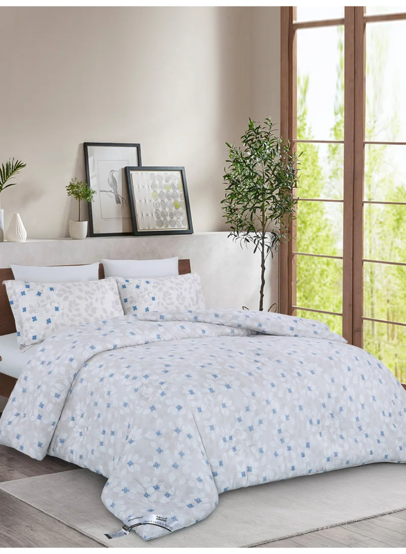 Donetella Bedding Comforter Set Single Size, 4-Pcs Bed Set Fits 120x200 Cms -Printed Bedding Set-All Season- Brushed Microfiber (طقم مفرش سرير فندقي)