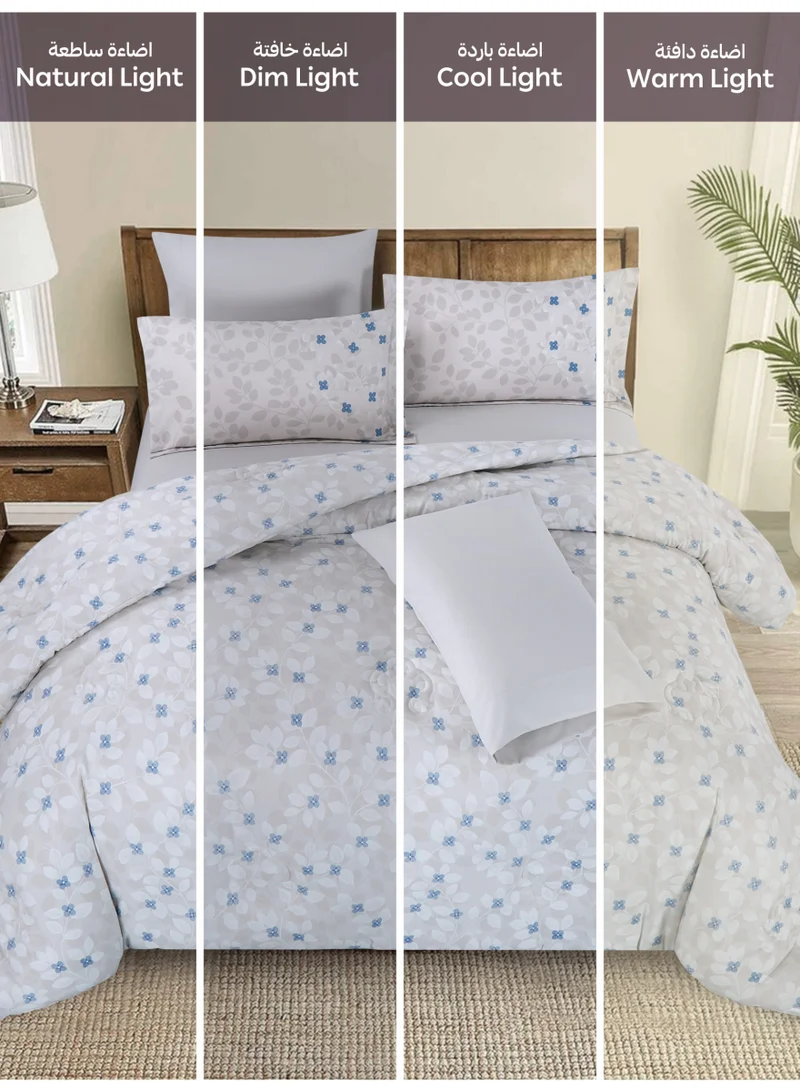Donetella Bedding Comforter Set Single Size, 4-Pcs Bed Set Fits 120x200 Cms -Printed Bedding Set-All Season- Brushed Microfiber (طقم مفرش سرير فندقي)