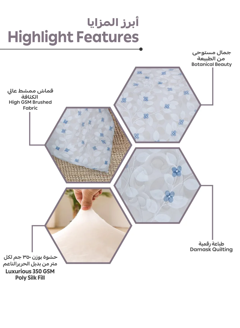 Donetella Bedding Comforter Set Single Size, 4-Pcs Bed Set Fits 120x200 Cms -Printed Bedding Set-All Season- Brushed Microfiber (طقم مفرش سرير فندقي)