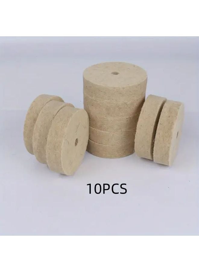 100 عجلة تلميع من الصوف مقاس 75 مم سمك 20 مم عجلة طحن للتشطيب المرآتي 10 قطع - Image 1