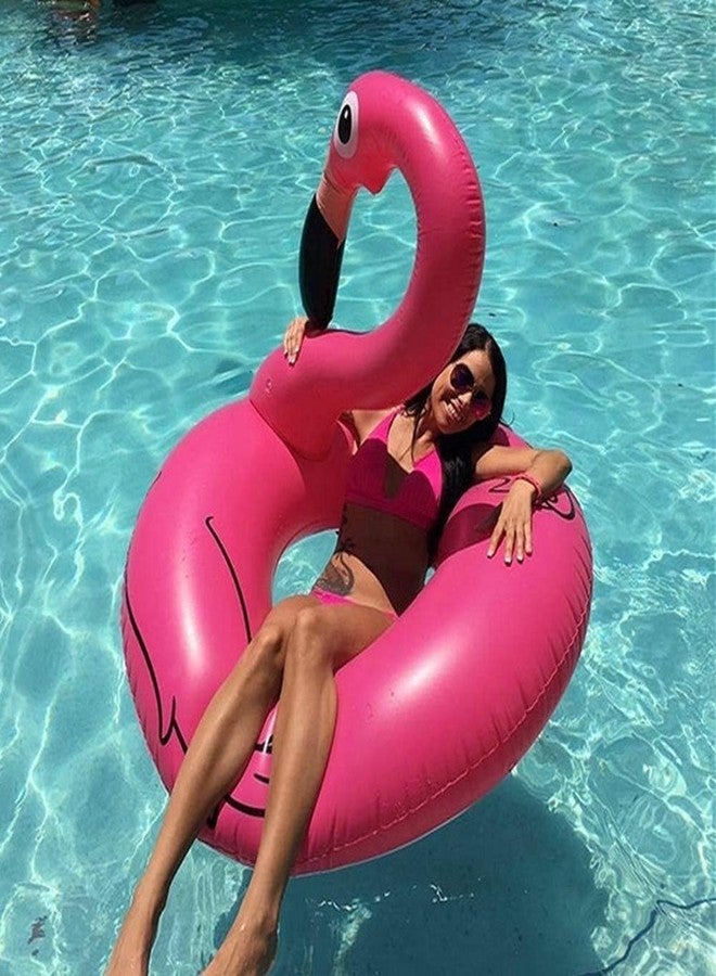 Whimsical Large Flamingo Pool Float Inflatable Swim Ring Pink Pool Tube for Summer Pool Fun Pink Flamingo Inflatable Swim Ring Large Pool Tube Float for Adults Pool Party Beach and Lake - Image 3