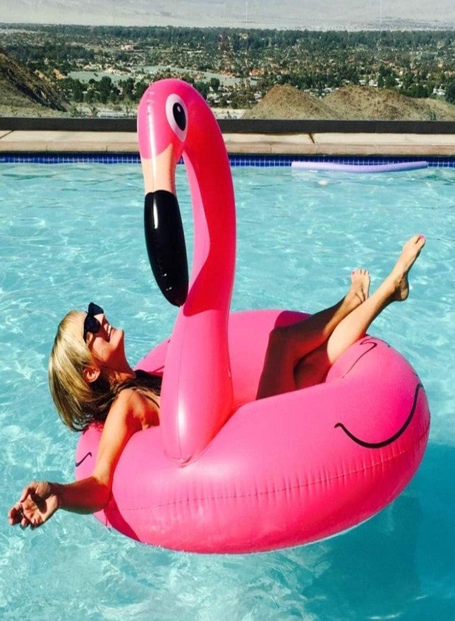 Whimsical Large Flamingo Pool Float Inflatable Swim Ring Pink Pool Tube for Summer Pool Fun Pink Flamingo Inflatable Swim Ring Large Pool Tube Float for Adults Pool Party Beach and Lake - Image 2