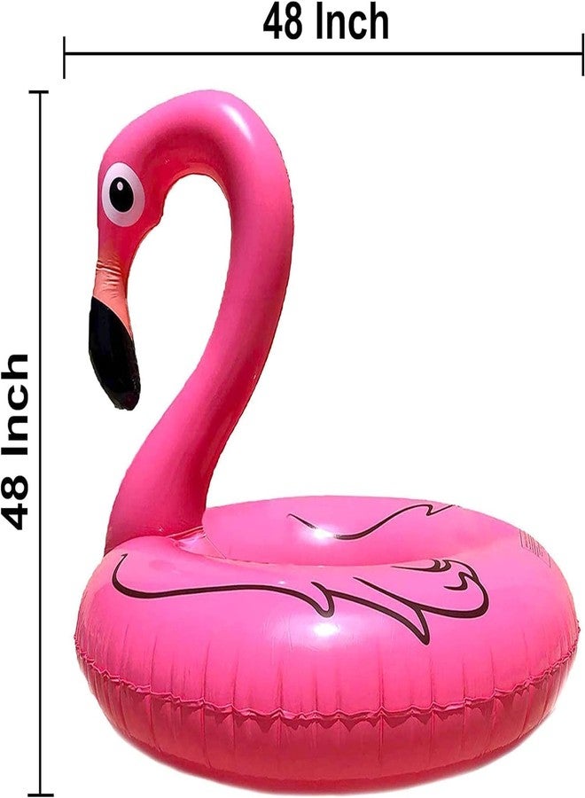 Whimsical Large Flamingo Pool Float Inflatable Swim Ring Pink Pool Tube for Summer Pool Fun Pink Flamingo Inflatable Swim Ring Large Pool Tube Float for Adults Pool Party Beach and Lake - Image 4