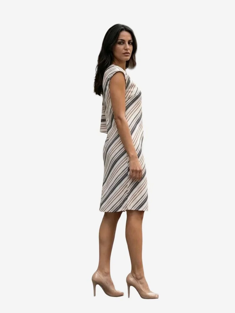 My Fashion Beaver Brown MY FASHION Striped Lyocell Midi Dress for Women | Best Price UAE