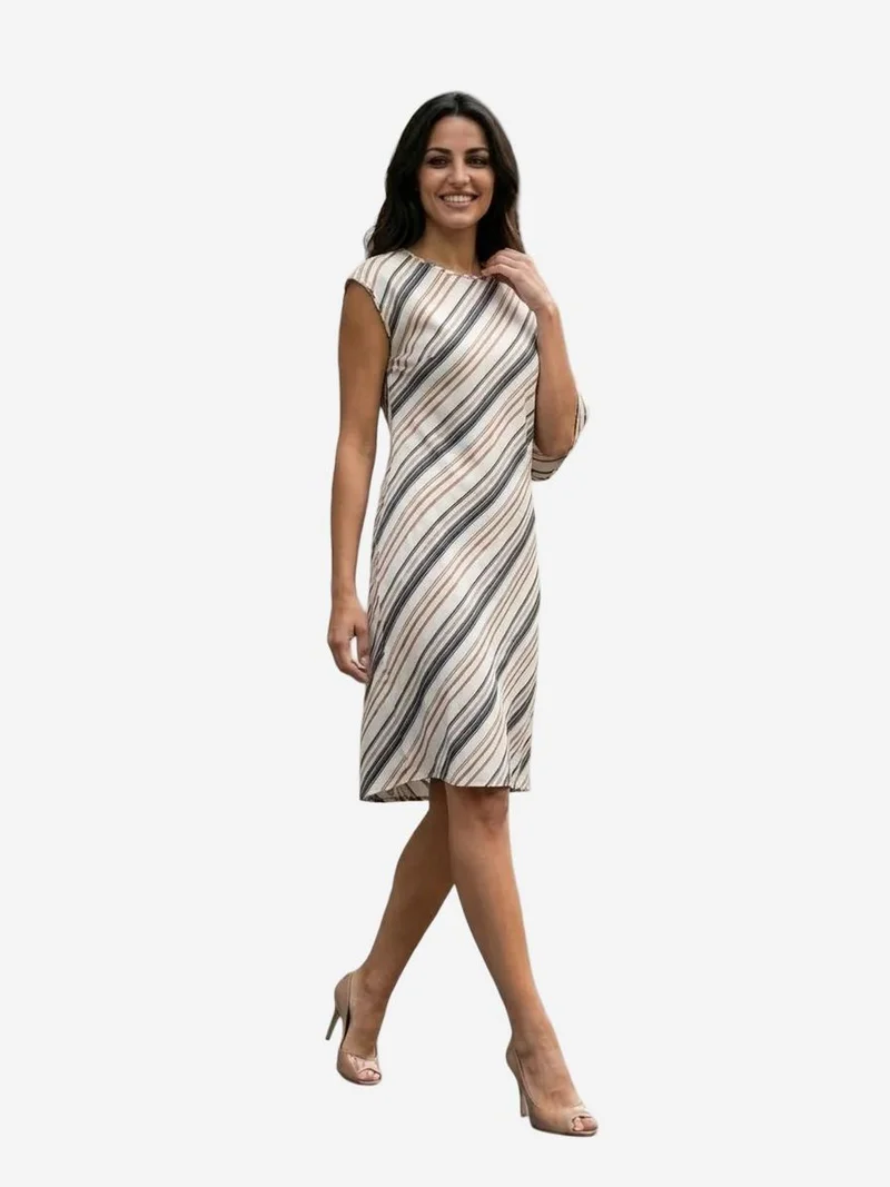 ماي فاشن MY FASHION Striped Lyocell Midi Dress