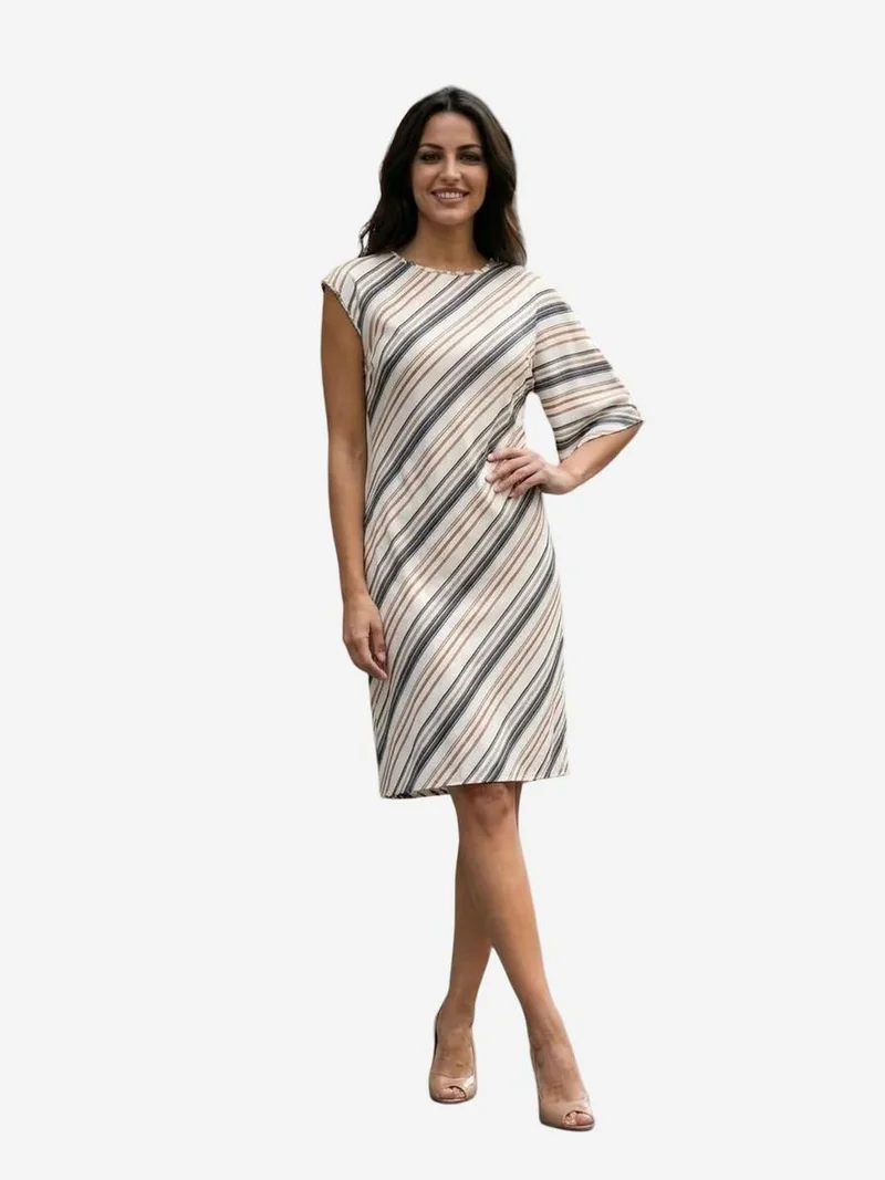 ماي فاشن MY FASHION Striped Lyocell Midi Dress