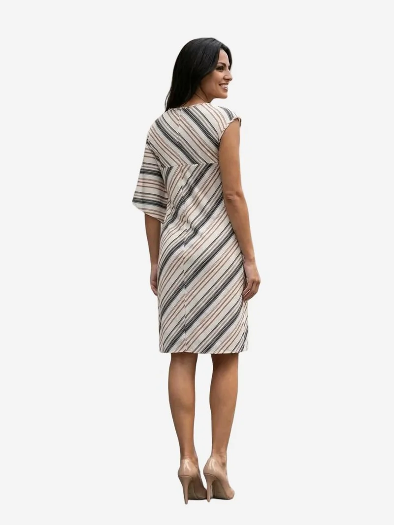 My Fashion Beaver Brown MY FASHION Striped Lyocell Midi Dress for Women | Best Price UAE