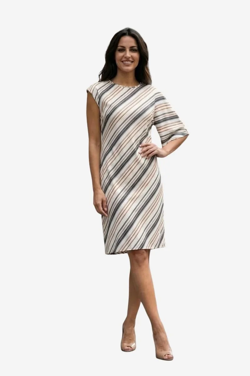 ماي فاشن MY FASHION Striped Lyocell Midi Dress