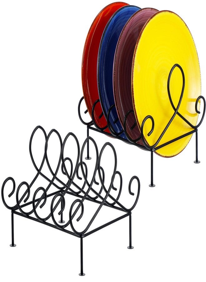 Tandefio 2 Pcs Plate Rack 4 Place Plate Holder Multiple Plates Display Stands 4 Tier Metal Dinnerware Display Stand China Platters Vertical Racks Setting for Cabinet Kitchenware Storage Organizer - Image 1