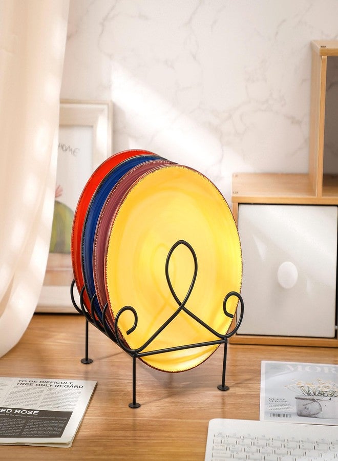 Tandefio 2 Pcs Plate Rack 4 Place Plate Holder Multiple Plates Display Stands 4 Tier Metal Dinnerware Display Stand China Platters Vertical Racks Setting for Cabinet Kitchenware Storage Organizer - Image 4