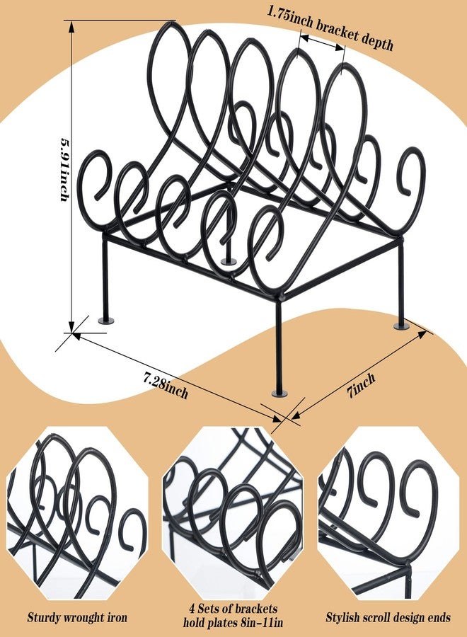 Tandefio 2 Pcs Plate Rack 4 Place Plate Holder Multiple Plates Display Stands 4 Tier Metal Dinnerware Display Stand China Platters Vertical Racks Setting for Cabinet Kitchenware Storage Organizer - Image 2