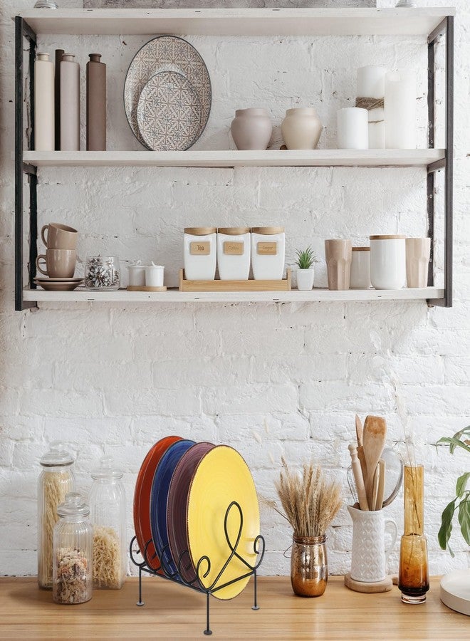 Tandefio 2 Pcs Plate Rack 4 Place Plate Holder Multiple Plates Display Stands 4 Tier Metal Dinnerware Display Stand China Platters Vertical Racks Setting for Cabinet Kitchenware Storage Organizer - Image 5