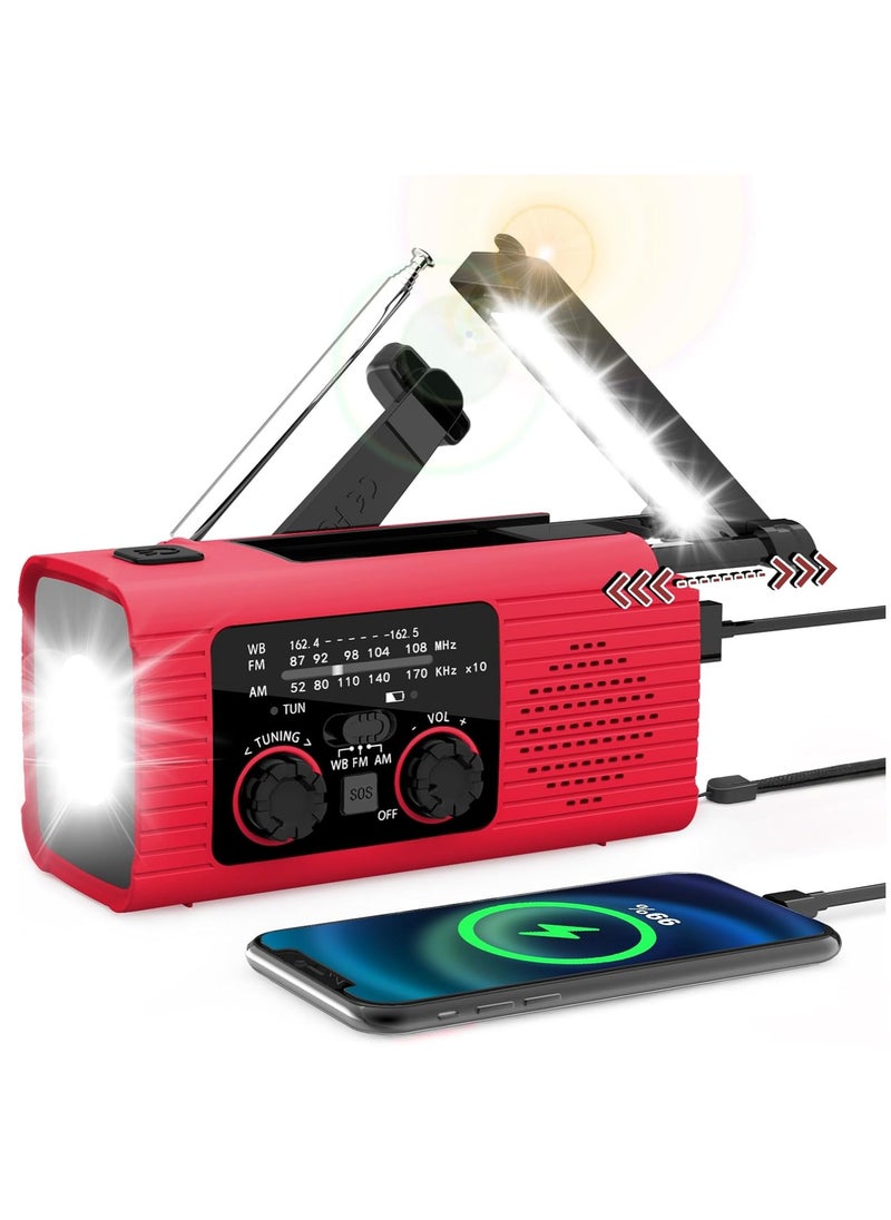 Generic - Emergency Radio, Hand Crank Radio Solar for Hurricane Supplies, AM/FM NOAA Portable Weather Radio 7400mWh with LED Flashlight, Power Bank, 180°Rotatable Reading Lamp for Emergency - Image 1