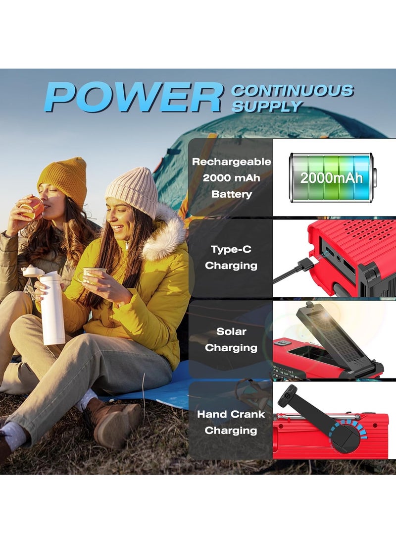 Generic - Emergency Radio, Hand Crank Radio Solar for Hurricane Supplies, AM/FM NOAA Portable Weather Radio 7400mWh with LED Flashlight, Power Bank, 180°Rotatable Reading Lamp for Emergency - Image 1