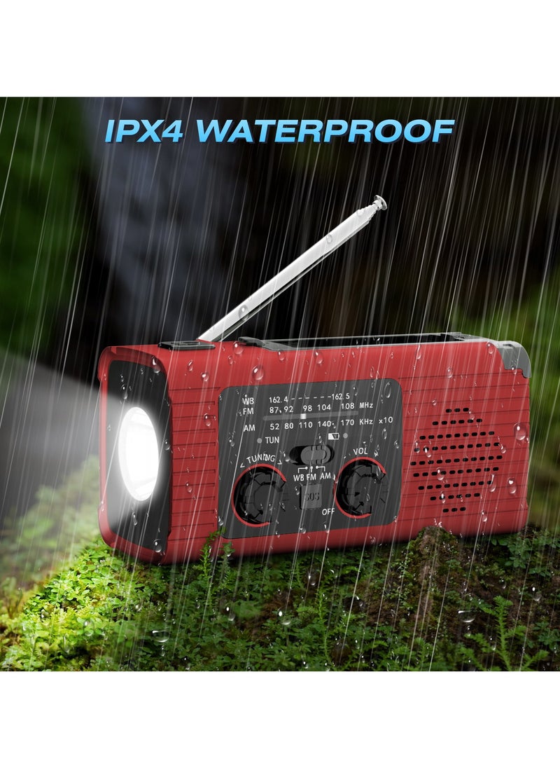 Generic - Emergency Radio, Hand Crank Radio Solar for Hurricane Supplies, AM/FM NOAA Portable Weather Radio 7400mWh with LED Flashlight, Power Bank, 180°Rotatable Reading Lamp for Emergency - Image 1