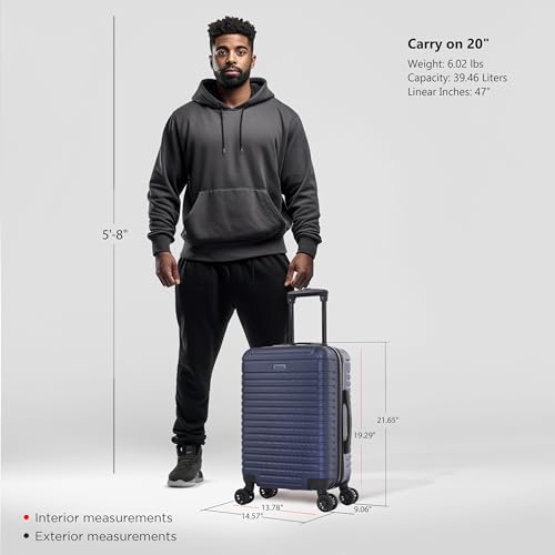 InUSA DEEP Luggage with GEL Handle | Spacious Traveling Suitcases, Travel Suitcase with Dual Spinner Wheels and Studs | 20 Inch Carry On Hardside Luggage | Blue - Image 2