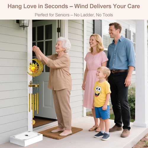 JYPS Sun Moon Solar Wind Chimes, 47-Inch Large Waterproof Windchimes for Outside with Glowing Crackle Glass Ball, Garden Patio Yard Decor Mother's Day Birthday Unique Gifts for Women Mom Grandma Wife - Image 5