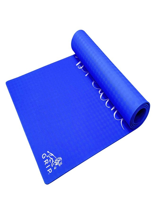 Grip Yoga Mat | 36 x 75 Inches | 8mm Thick | Just Breathe Design | Anti-Slip | Home & Gym | Men & Women | Blue Color - Image 4