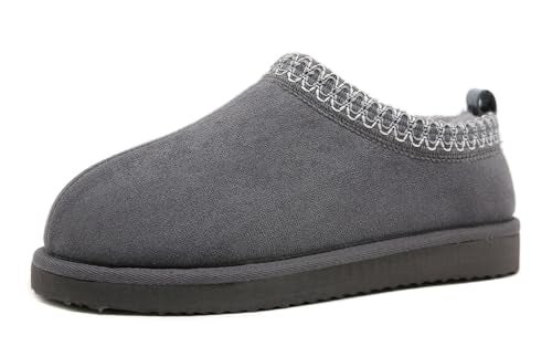SMajong Women's Slippers Mens Platform Mini Boots Fuzzy House Slipper Fur Fleece Winter Home Shoes Indoor and Outdoor Grey US 11.5 Women/10 Men - Image 1
