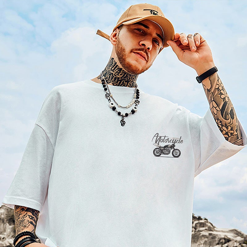 European and American High Street T-shirt Men's Loose Large Size Fatty oversize Hip Hop Street Summer Pure Cotton 2023 Half Sleeves - Image 5