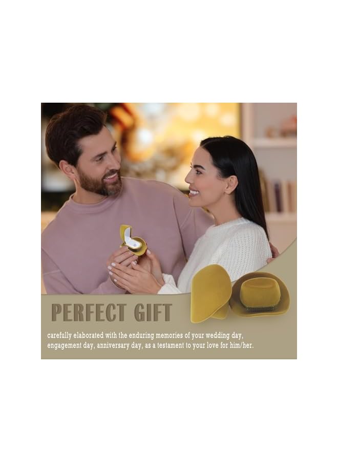 The Bros Ring Gift Boxes, Fancy Ring Boxes,Cowboy Hat Rings Jewelry Box for Proposal Wedding Ceremony Rings Bearer Box 2 Pcs(Brown)  - Image 4