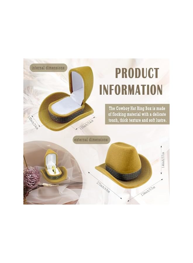 The Bros Ring Gift Boxes, Fancy Ring Boxes,Cowboy Hat Rings Jewelry Box for Proposal Wedding Ceremony Rings Bearer Box 2 Pcs(Brown)  - Image 2