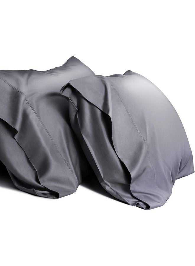 Mush Bamboo Pillow Cover Set of 2 | 100% Bamboo Pillow Cover for Hair and Skin | Breathable, Silky Soft and Cooling Envelope Pillowcases for Hot Sleepers & Night Sweats | 17"x27" (Dark Grey, King) - Image 1