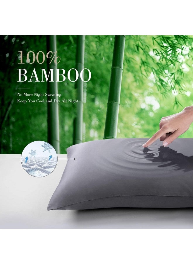 Mush Bamboo Pillow Cover Set of 2 | 100% Bamboo Pillow Cover for Hair and Skin | Breathable, Silky Soft and Cooling Envelope Pillowcases for Hot Sleepers & Night Sweats | 17"x27" (Dark Grey, King) - Image 2