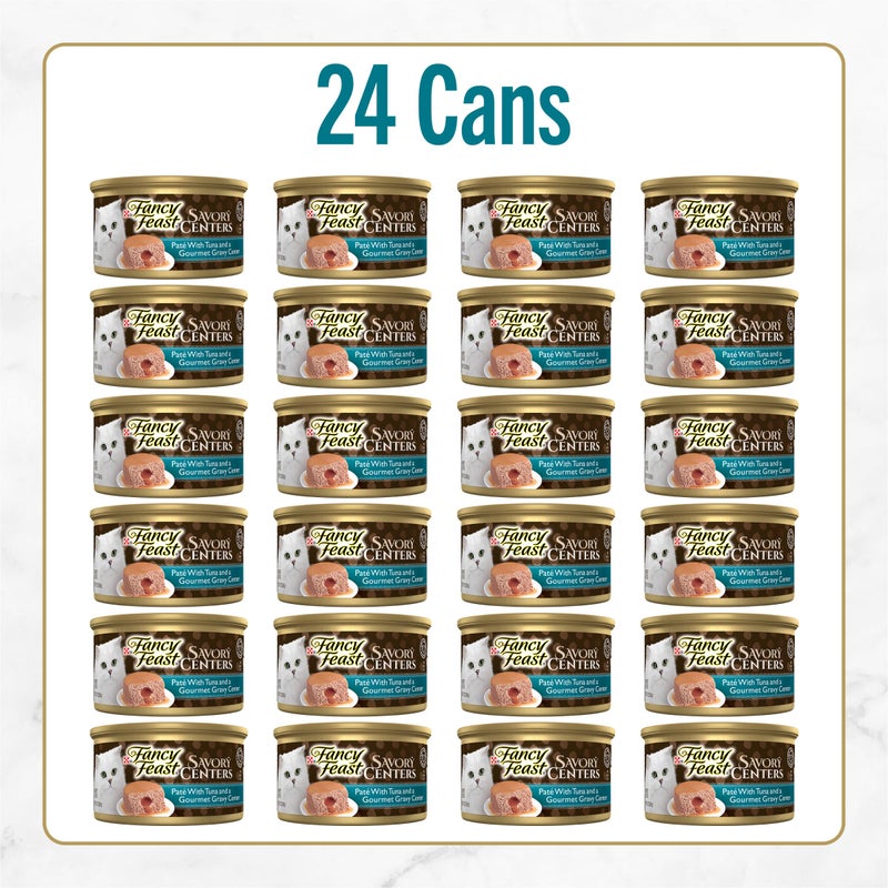 Fancy Feast Purina Fancy Feast Savory Centers With Tuna Wet Cat Food Pate with Gourmet Gravy Center - (Pack of 24) 3 oz. Cans - Image 3