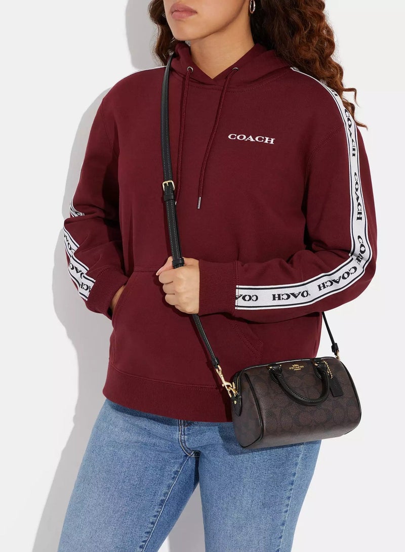 coachoutlet Coach Mini Rowan Satchel Bag In Signature Canvas, Women's Tote Bag, Women's Shoulder Bag, Women's Hand Bag, Women's Travel Bag, Black 19cm - Image 3