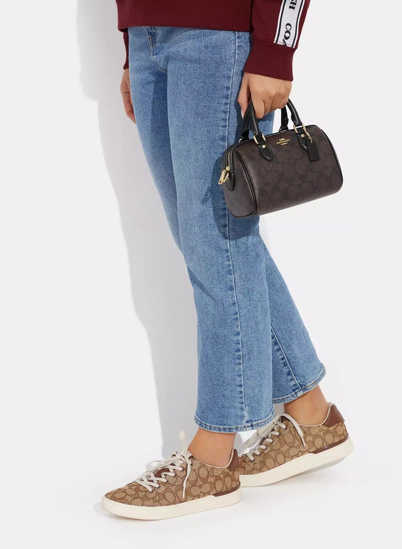 Coachoutlet Mini Rowan Satchel Bag In Signature Canvas, Women's Tote Bag, Women's Shoulder Bag, Women's Hand Bag, Women's Travel Bag, Black 19cm - Image 4