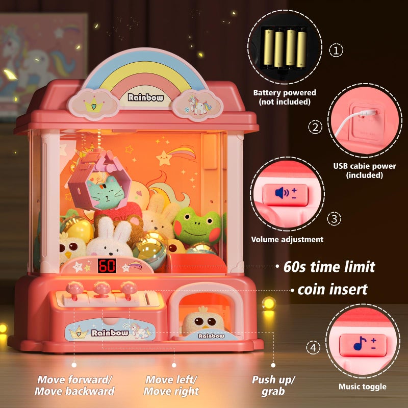 DOLIVE Claw Machine for Kids,Unicorns Toys for Girls Age 4 5 6 7 8 9 10+, Electronic Arcade Game Machine with Music, Pink Mini Vending Machine - Image 2