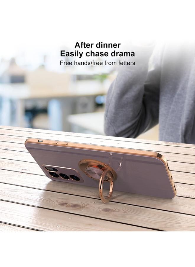 اس-توب جراب لهاتف OPPO Reno6 مصنوع من السيليكون المطلي بالكهرباء 6D مع حامل حلقي مغناطيسي - Image 4