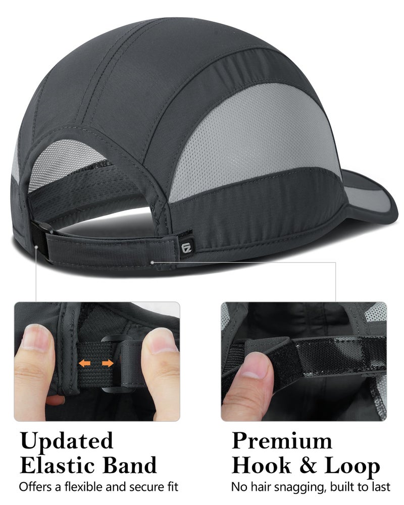 GADIEMKENSD Cooling Running Hat Quick Dry Summer Baseball Cap UPF50+ Sports Sun Caps Breathable Mesh Trucker Dad Hats Unstructured for Golf Tennis Hiking Beach Travel Camping Dark Grey M/L 7-7 1/2 - Image 3