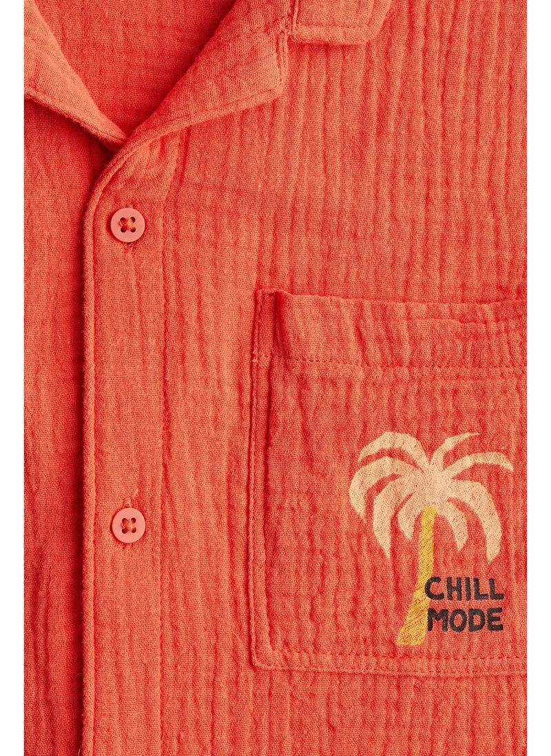 اتش اند ام Cotton muslin resort shirt