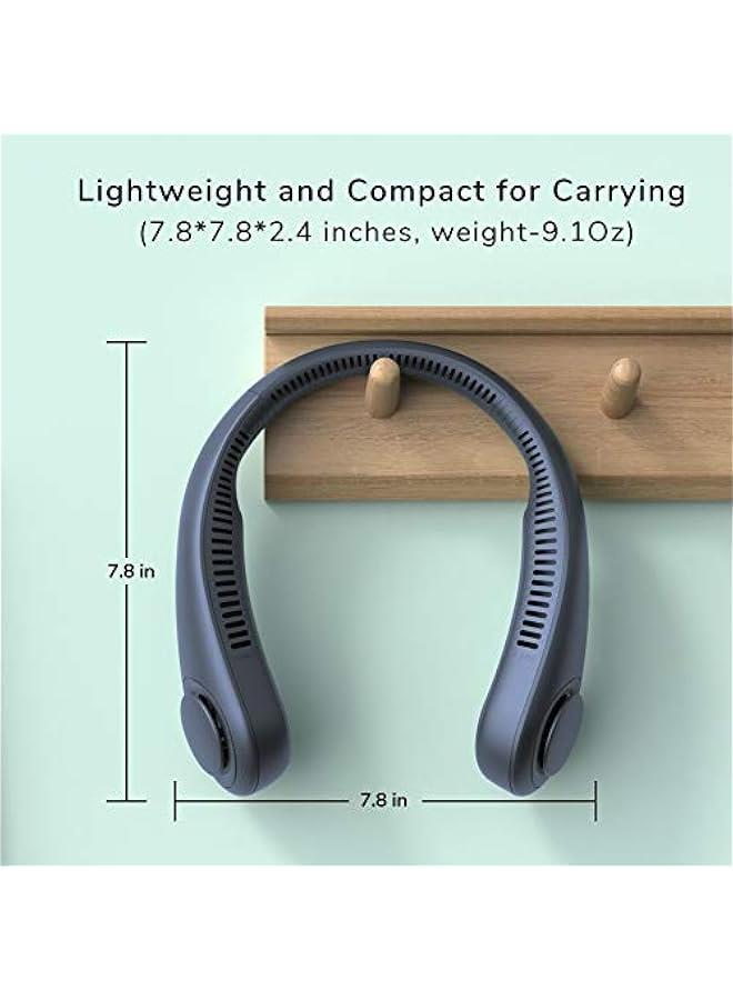 Loquat Portable Neck Fan, Hands-Free Bladeless, 5 Speeds, 4000 mAh Battery Operated Wearable Personal Fan, Twistable, Rechargeable, Gift for Women Men-Blue - Image 5