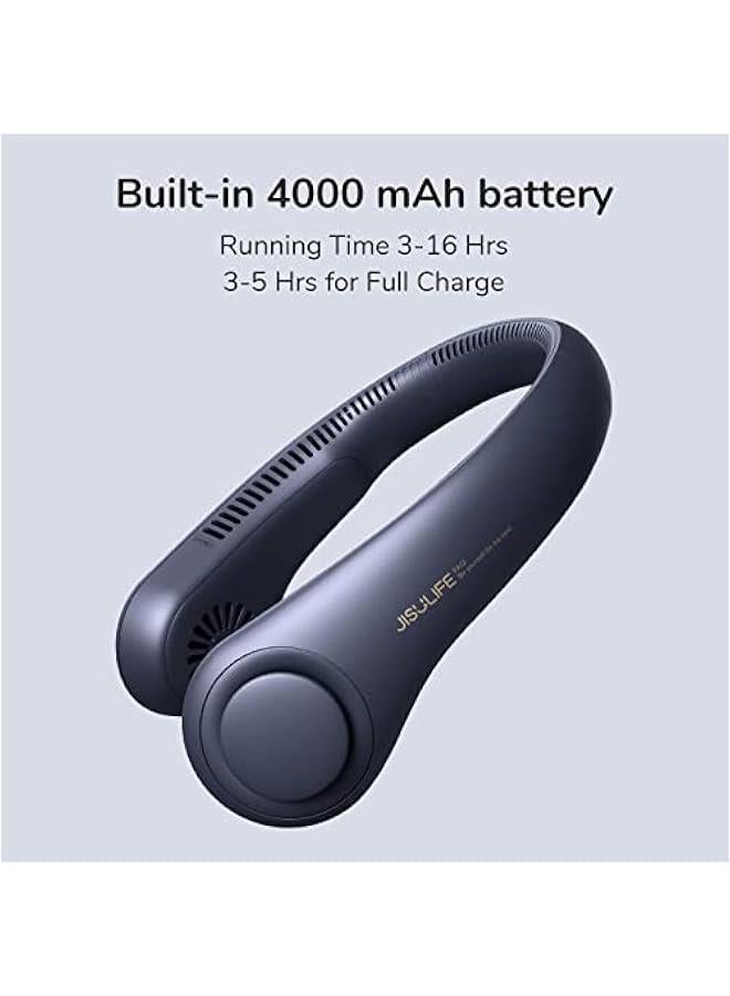 Loquat Portable Neck Fan, Hands-Free Bladeless, 5 Speeds, 4000 mAh Battery Operated Wearable Personal Fan, Twistable, Rechargeable, Gift for Women Men-Blue - Image 4
