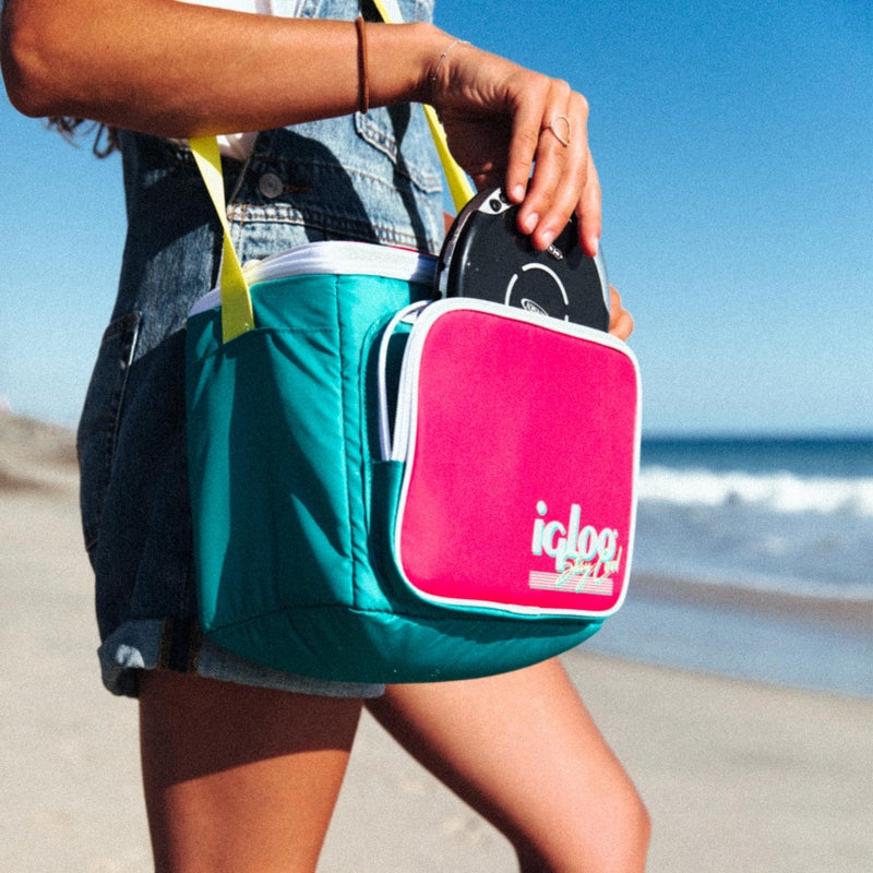 Igloo إيجلوو مجموعة الريترو التسعينات صندوق غداء مربع مبرد مع جيب أمامي وحزام قابل للتعديل، بنفسجي - Image 4