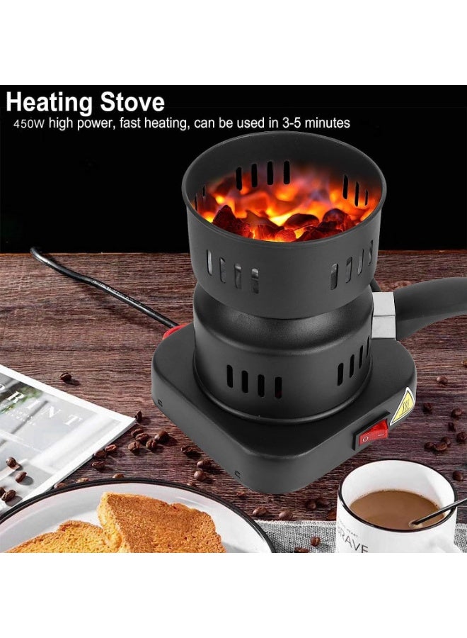 SUKILO 450W Charcoal Burner Heater Stove Electric Camping Cooking Stove Charcoal Stove Burner Electric Coal Lighter Electric Sigdi Metal Body Shockproof (Black) - Image 5